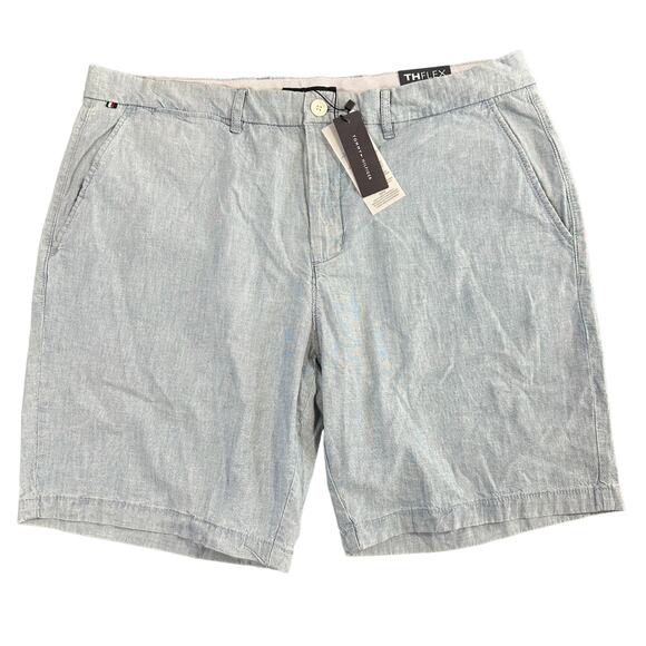 Tommy Hilfiger Men's Th Flex Stretch 9" Shorts Light Wash Chambray Size 40 $70 - Picture 2 of 7